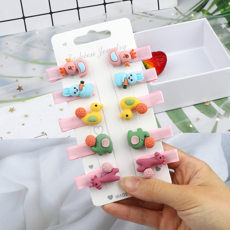 10 buc/set Seturi de accesorii pentru agrafe de păr, ursuleț iepure, animale din desene animate, breton, ac de păr lateral, barete, accesorii pentru cap, cadou pentru fete și copii