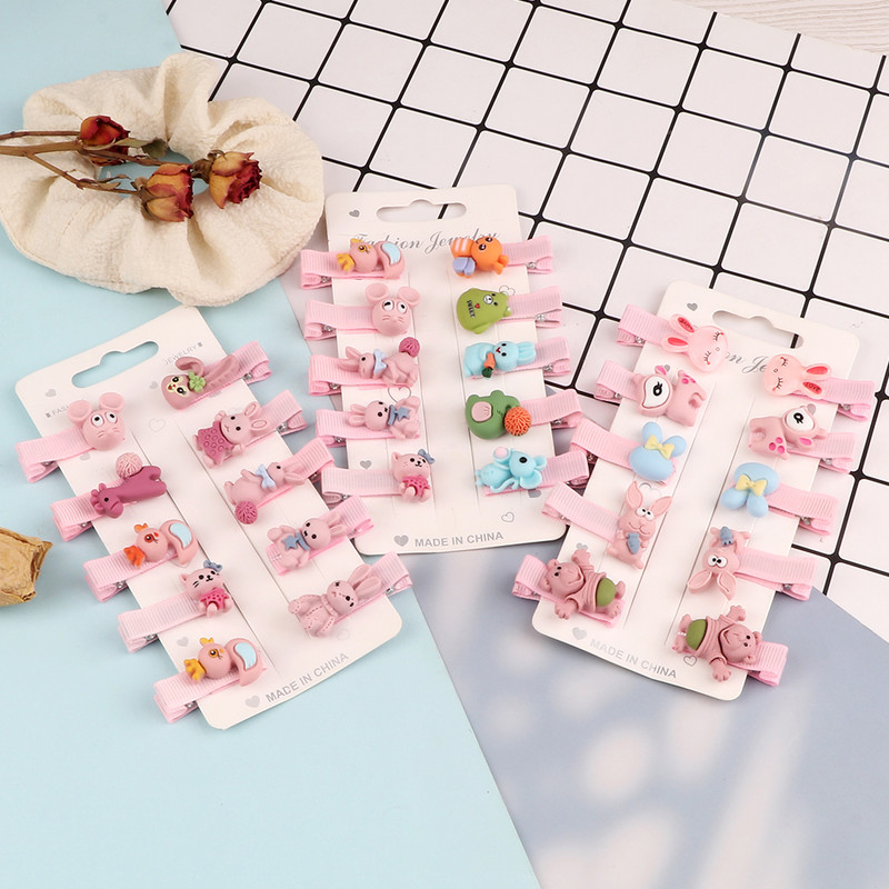 10 buc/set Seturi de accesorii pentru agrafe de păr, ursuleț iepure, animale din desene animate, breton, ac de păr lateral, barete, accesorii pentru cap, cadou pentru fete și copii