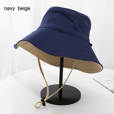 2021 Νέα καλοκαιρινά καπέλα ηλίου παραλίας για γυναίκες Αναστρέψιμη μεγάλη γείσο αντηλιακό καπέλο κουβά με αντιανεμικό σχοινί για ψάρεμα καπέλα χιπ χοπ