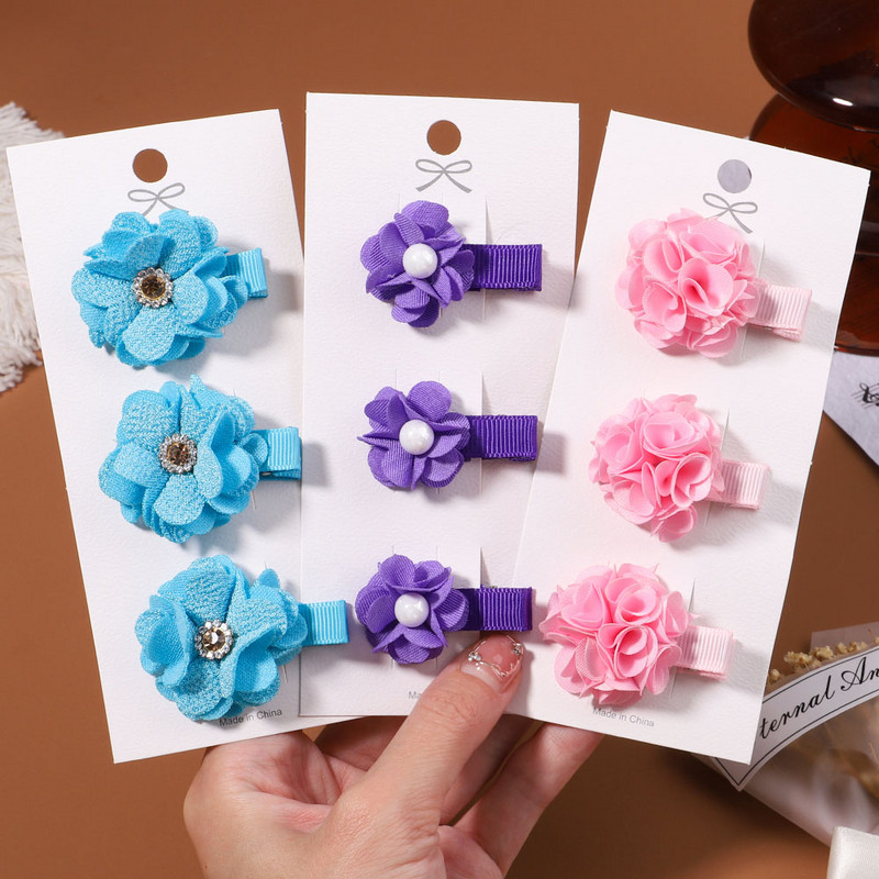 3 kom/set slatke latice cvijeća Ukosnice za djecu Djevojčice Slatke kopče za kosu od bisernog šifona Ukosnice Pokrivala za glavu Modni dodaci za kosu