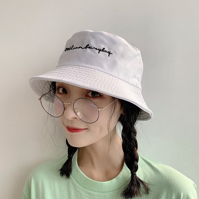 CNTANG 2022 nyári vödörsapka női divatos pamut betűs hímzés panama sapka női alkalmi kültéri napvédő halászsapkák