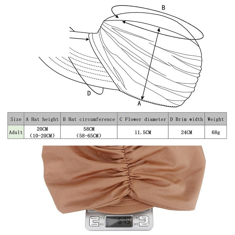 Moda Anti-ultraviolete Elastic Femei Pălărie de soare Pălărie de plajă Șapcă cu boruri supradimensionate