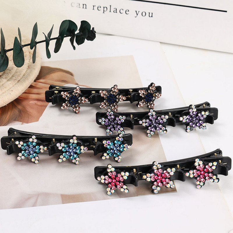 Moda stil coreean flori de cristal acriliu stea agrafe de păr pentru fată vară dulce drăguț breton agrafe laterale agrafe de păr elastice