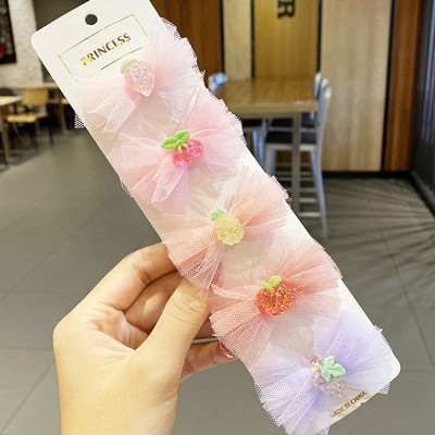 5 bucăți/set agrafe de păr cu fundă din organza pentru bebeluși Agrafe de păr minunate din dantelă lucrate manual Agrafe cu flori pentru copii Accesorii pentru păr