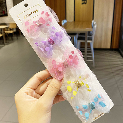 5 bucăți/set agrafe de păr cu fundă din organza pentru bebeluși Agrafe de păr minunate din dantelă lucrate manual Agrafe cu flori pentru copii Accesorii pentru păr