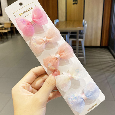 5 bucăți/set agrafe de păr cu fundă din organza pentru bebeluși Agrafe de păr minunate din dantelă lucrate manual Agrafe cu flori pentru copii Accesorii pentru păr