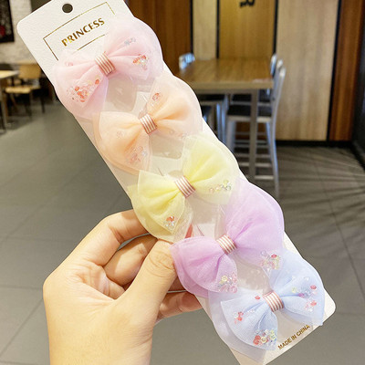 5 bucăți/set agrafe de păr cu fundă din organza pentru bebeluși Agrafe de păr minunate din dantelă lucrate manual Agrafe cu flori pentru copii Accesorii pentru păr