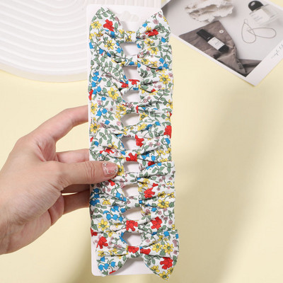 10db/szett lányoknak édes virágmintás masnik hajcsattok pamut masni hajcsatok csapok fejfedők gyerekeknek hajkiegészítők nagykereskedelme