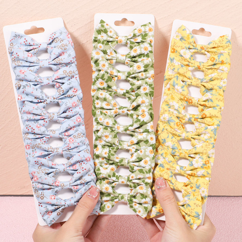 10db/szett lányoknak édes virágmintás masnik hajcsattok pamut masni hajcsatok csapok fejfedők gyerekeknek hajkiegészítők nagykereskedelme
