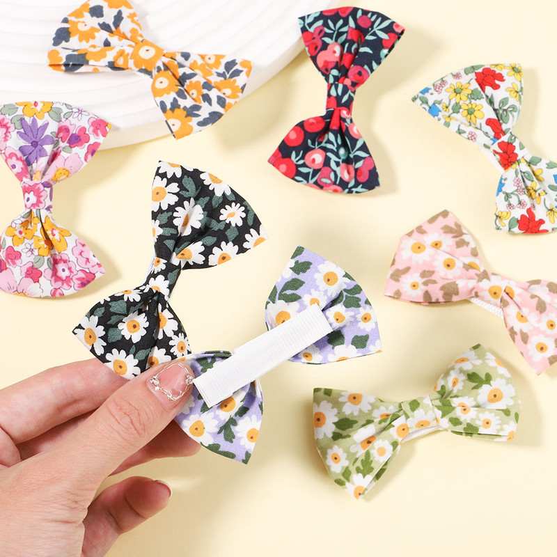 10db/szett lányoknak édes virágmintás masnik hajcsattok pamut masni hajcsatok csapok fejfedők gyerekeknek hajkiegészítők nagykereskedelme