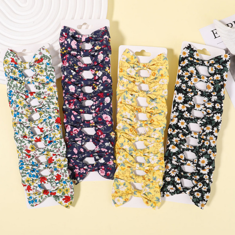 10db/szett lányoknak édes virágmintás masnik hajcsattok pamut masni hajcsatok csapok fejfedők gyerekeknek hajkiegészítők nagykereskedelme
