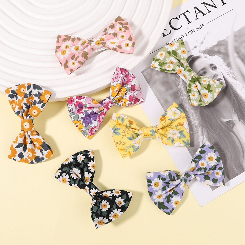 10db/szett lányoknak édes virágmintás masnik hajcsattok pamut masni hajcsatok csapok fejfedők gyerekeknek hajkiegészítők nagykereskedelme