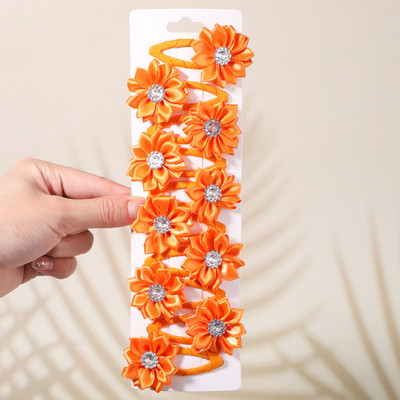 10 bucăți/set agrafe de păr cu stras cu flori de culoare uni pentru copii agrafe BB lucrate manual Agrafe de păr Accesorii de păr la modă pentru fete