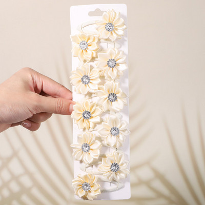 10 bucăți/set agrafe de păr cu stras cu flori de culoare uni pentru copii agrafe BB lucrate manual Agrafe de păr Accesorii de păr la modă pentru fete
