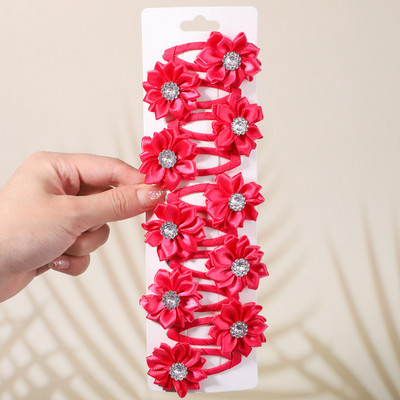 10 bucăți/set agrafe de păr cu stras cu flori de culoare uni pentru copii agrafe BB lucrate manual Agrafe de păr Accesorii de păr la modă pentru fete