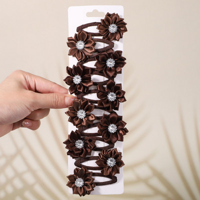 10 bucăți/set agrafe de păr cu stras cu flori de culoare uni pentru copii agrafe BB lucrate manual Agrafe de păr Accesorii de păr la modă pentru fete