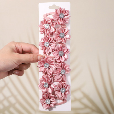 10 bucăți/set agrafe de păr cu stras cu flori de culoare uni pentru copii agrafe BB lucrate manual Agrafe de păr Accesorii de păr la modă pentru fete