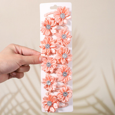 10 bucăți/set agrafe de păr cu stras cu flori de culoare uni pentru copii agrafe BB lucrate manual Agrafe de păr Accesorii de păr la modă pentru fete