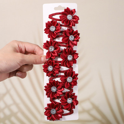 10 bucăți/set agrafe de păr cu stras cu flori de culoare uni pentru copii agrafe BB lucrate manual Agrafe de păr Accesorii de păr la modă pentru fete