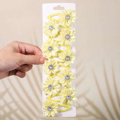 10 bucăți/set agrafe de păr cu stras cu flori de culoare uni pentru copii agrafe BB lucrate manual Agrafe de păr Accesorii de păr la modă pentru fete