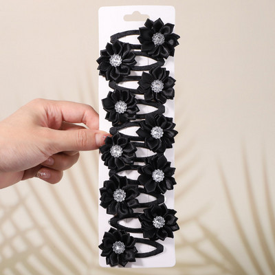 10 bucăți/set agrafe de păr cu stras cu flori de culoare uni pentru copii agrafe BB lucrate manual Agrafe de păr Accesorii de păr la modă pentru fete