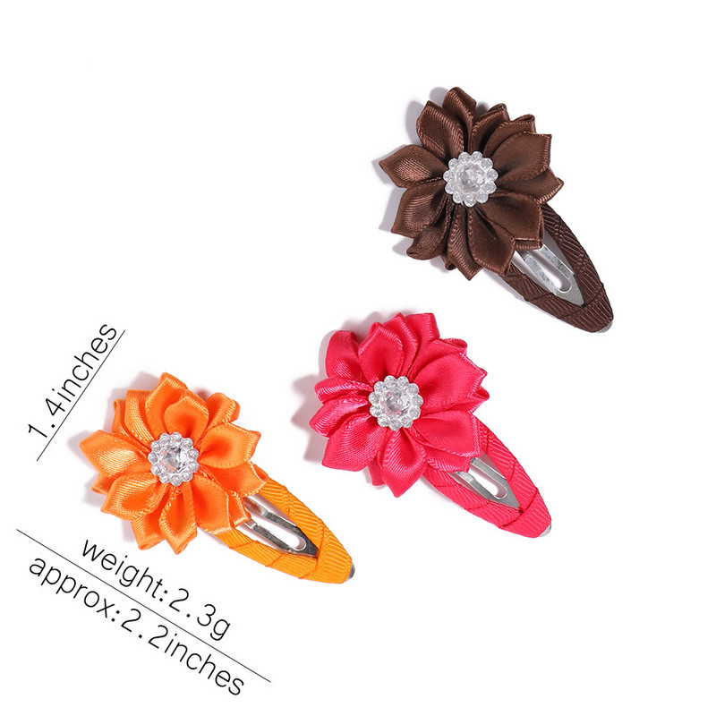 10 bucăți/set agrafe de păr cu stras cu flori de culoare uni pentru copii agrafe BB lucrate manual Agrafe de păr Accesorii de păr la modă pentru fete