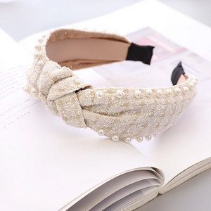 Szövet kockás Vintage Retro haj Sálpánt masni hajpánt női lányoknak Korea fejpántok divatos kiegészítők