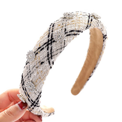 Szövet kockás Vintage Retro haj Sálpánt masni hajpánt női lányoknak Korea fejpántok divatos kiegészítők