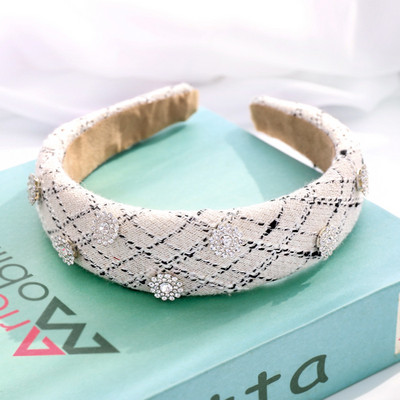 Szövet kockás Vintage Retro haj Sálpánt masni hajpánt női lányoknak Korea fejpántok divatos kiegészítők