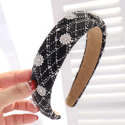 Szövet kockás Vintage Retro haj Sálpánt masni hajpánt női lányoknak Korea fejpántok divatos kiegészítők