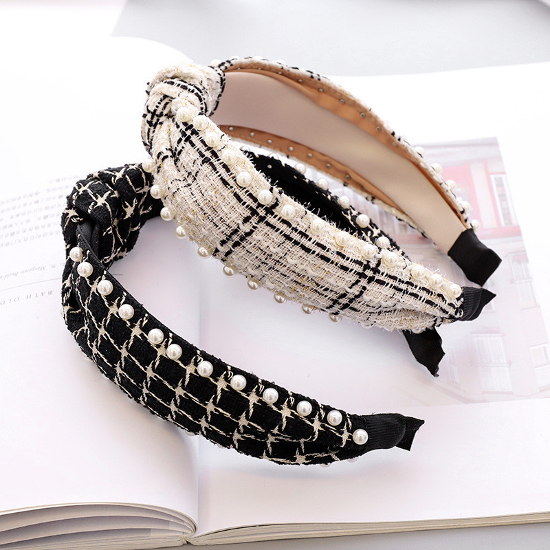 Szövet kockás Vintage Retro haj Sálpánt masni hajpánt női lányoknak Korea fejpántok divatos kiegészítők