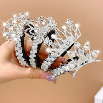 Μόδα Παιδικά Rhinestone Pearl Crown Bun Μαλλιά Claw Ponytail Hair Clip Clip Girl Bird Nest Φουρκέτα κουλούρα Κλιπ μαλλιών