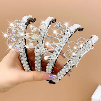 Μόδα Παιδικά Rhinestone Pearl Crown Bun Μαλλιά Claw Ponytail Hair Clip Clip Girl Bird Nest Φουρκέτα κουλούρα Κλιπ μαλλιών