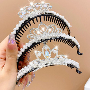 Μόδα Παιδικά Rhinestone Pearl Crown Bun Μαλλιά Claw Ponytail Hair Clip Clip Girl Bird Nest Φουρκέτα κουλούρα Κλιπ μαλλιών