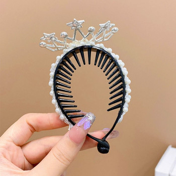 Μόδα Παιδικά Rhinestone Pearl Crown Bun Μαλλιά Claw Ponytail Hair Clip Clip Girl Bird Nest Φουρκέτα κουλούρα Κλιπ μαλλιών