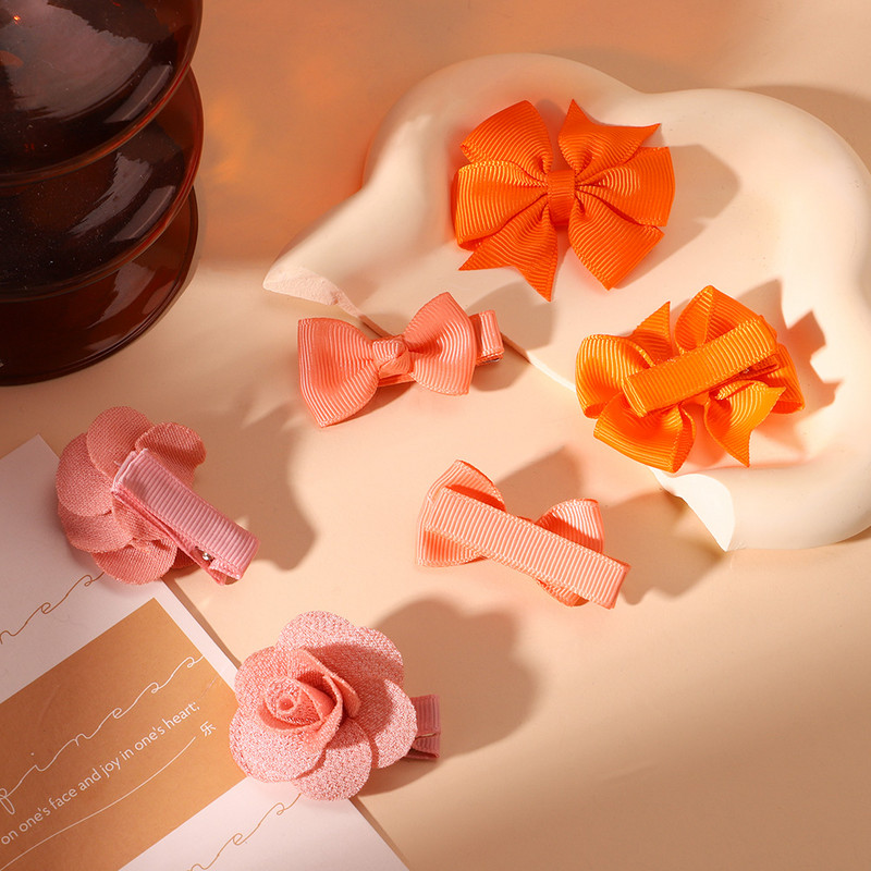 6 bucăți/set agrafe de păr cu flori de culoare dulce bomboană pentru fetițe agrafe de păr sigure drăguțe, făcute manual pentru copii, accesorii de păr, cadouri cu ridicata