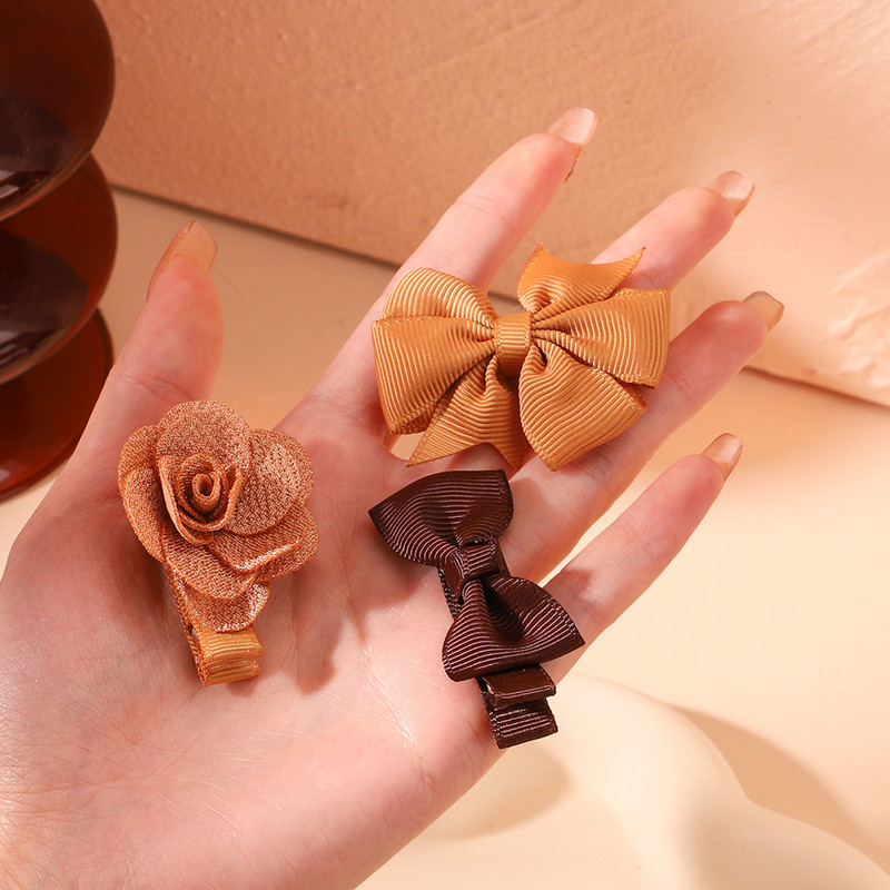 6 bucăți/set agrafe de păr cu flori de culoare dulce bomboană pentru fetițe agrafe de păr sigure drăguțe, făcute manual pentru copii, accesorii de păr, cadouri cu ridicata