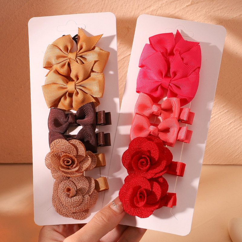 6 bucăți/set agrafe de păr cu flori de culoare dulce bomboană pentru fetițe agrafe de păr sigure drăguțe, făcute manual pentru copii, accesorii de păr, cadouri cu ridicata