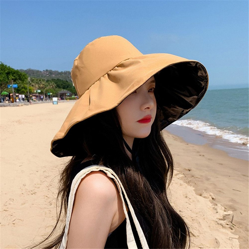 Pălărie de soare de plajă cu boruri largi anti-UV, femei bărbați, protecție solară de vară, pălărie Panama, pălărie pliabilă în aer liber, șapcă de pescar portabilă