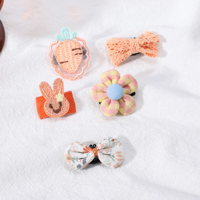 5 kusov Sada sponiek do vlasov Roztomilé vlasové doplnky Dievčenská čiapka Mašľa Kvetinová zvieracia sponka do vlasov Čelenka Cartoon Elastická čelenka Darček