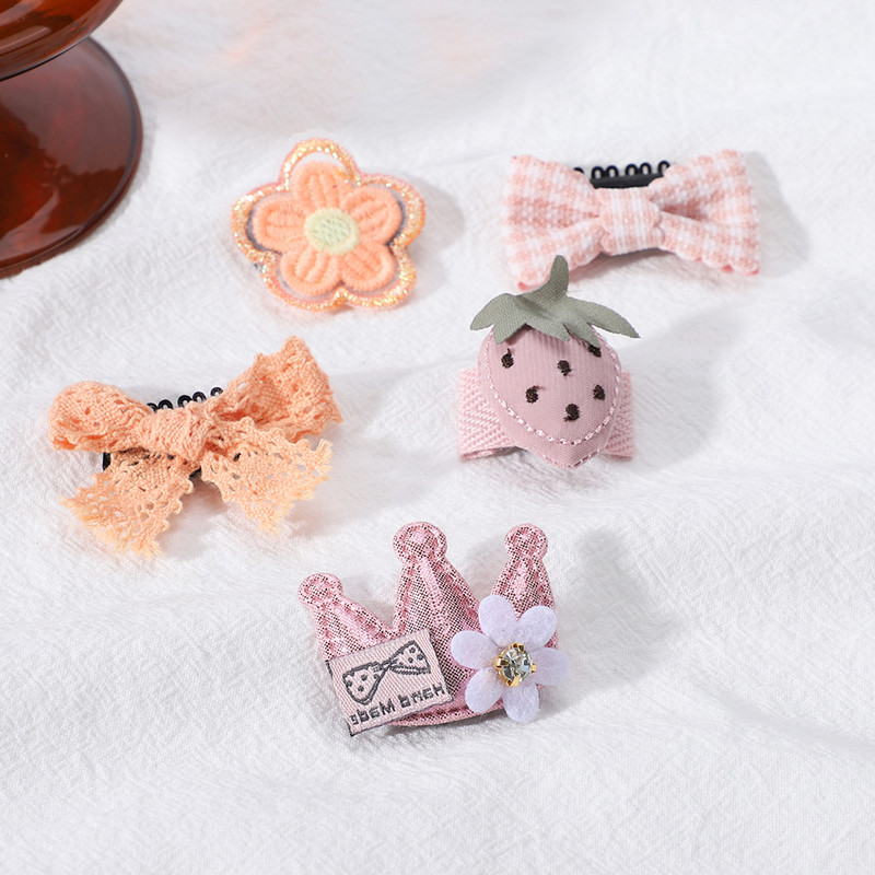 5 kusov Sada sponiek do vlasov Roztomilé vlasové doplnky Dievčenská čiapka Mašľa Kvetinová zvieracia sponka do vlasov Čelenka Cartoon Elastická čelenka Darček