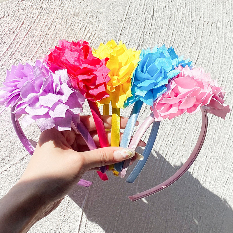 3,7 hüvelykes nagy virágos fejpánt gyerekeknek lányoknak tömör haj karika Grosgrain szalag baba kézzel készített hajkiegészítők ajándékok