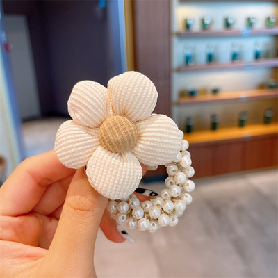 Inel de păr pentru copii, floare, cap de perlă, frânghie, podoabă de păr, fetiță, cravată fluture, banda de păr, din piele, frânghie pentru chifteluță