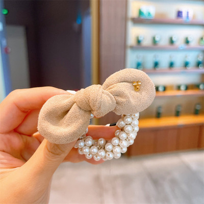 Inel de păr pentru copii, floare, cap de perlă, frânghie, podoabă de păr, fetiță, cravată fluture, banda de păr, din piele, frânghie pentru chifteluță