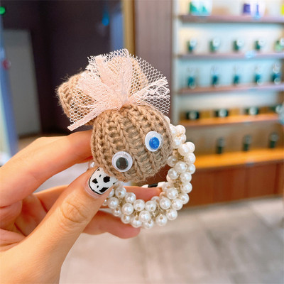 Inel de păr pentru copii, floare, cap de perlă, frânghie, podoabă de păr, fetiță, cravată fluture, banda de păr, din piele, frânghie pentru chifteluță