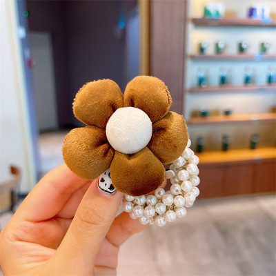 Inel de păr pentru copii, floare, cap de perlă, frânghie, podoabă de păr, fetiță, cravată fluture, banda de păr, din piele, frânghie pentru chifteluță