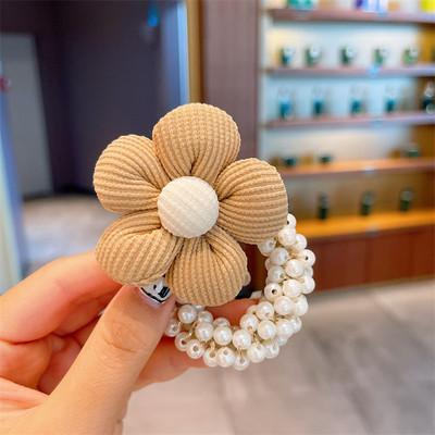Inel de păr pentru copii, floare, cap de perlă, frânghie, podoabă de păr, fetiță, cravată fluture, banda de păr, din piele, frânghie pentru chifteluță