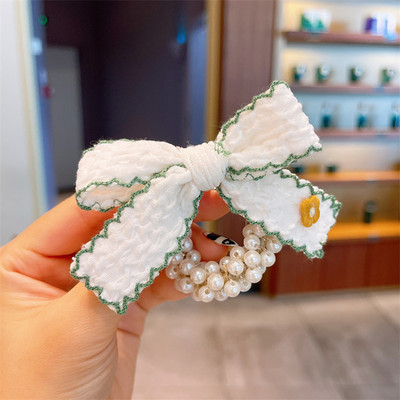 Inel de păr pentru copii, floare, cap de perlă, frânghie, podoabă de păr, fetiță, cravată fluture, banda de păr, din piele, frânghie pentru chifteluță