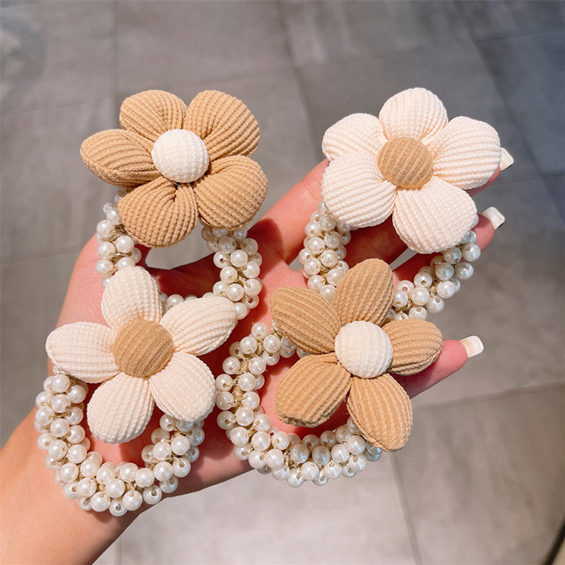 Inel de păr pentru copii, floare, cap de perlă, frânghie, podoabă de păr, fetiță, cravată fluture, banda de păr, din piele, frânghie pentru chifteluță