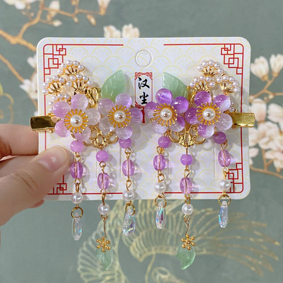 1 par Hanfu cvijet Ručno izrađene ukosnice Žene Djevojčice Dječje Plišane cvjetne resice Ukosnica Ukosnica Ukosnica Dodaci Ukosnice Ukosnice